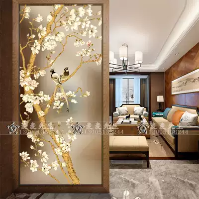 Modern simple art glass screen partition living room TV background wall porch shoe cabinet frosted double-sided Magpie Spring