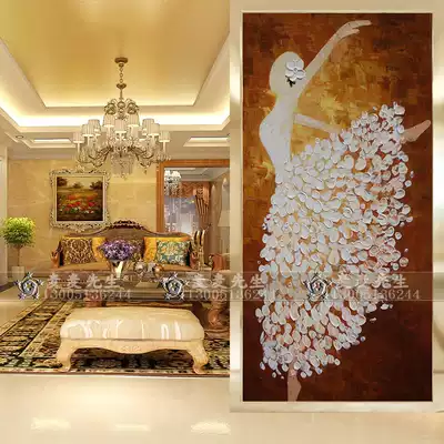 European art glass screen partition living room door porch TV background wall shoe cabinet aisle oil painting figure abstract