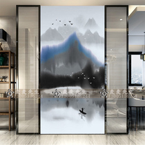 Modern screen art glass entrance partition shoe cabinet tempered background wall Simple abstract living room oil painting artistic conception map