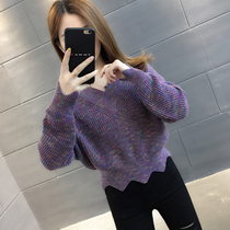 Low collar short sweater women 2021 New loose wear autumn and winter small high waist foreign style base shirt