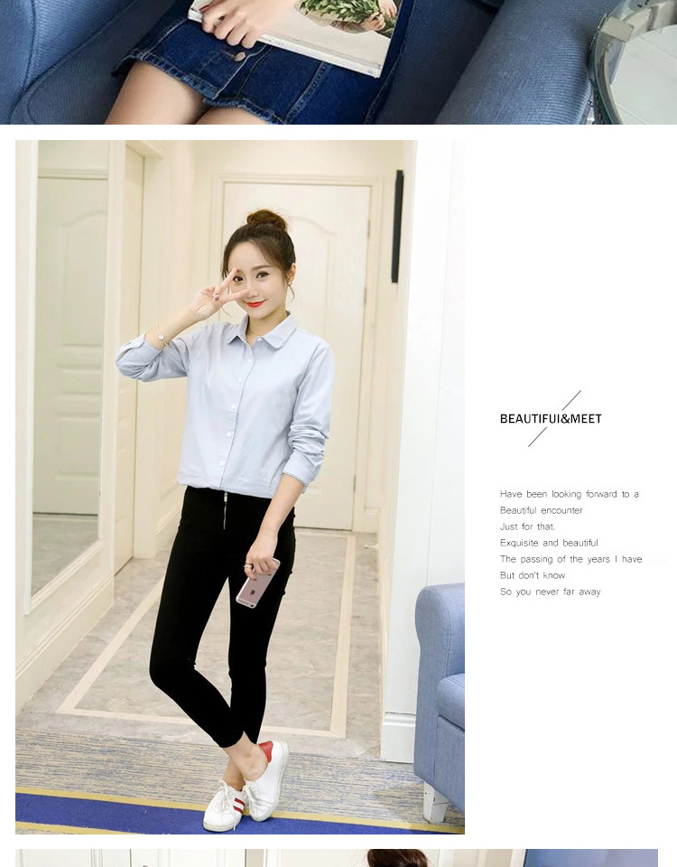 Mùa xuân mới phiên bản Hàn Quốc của cổ áo búp bê cotton răng chó ren áo dài tay Nhật Bản nhỏ sơ mi trắng hoang dã nữ áo sơ mi nữ kiểu