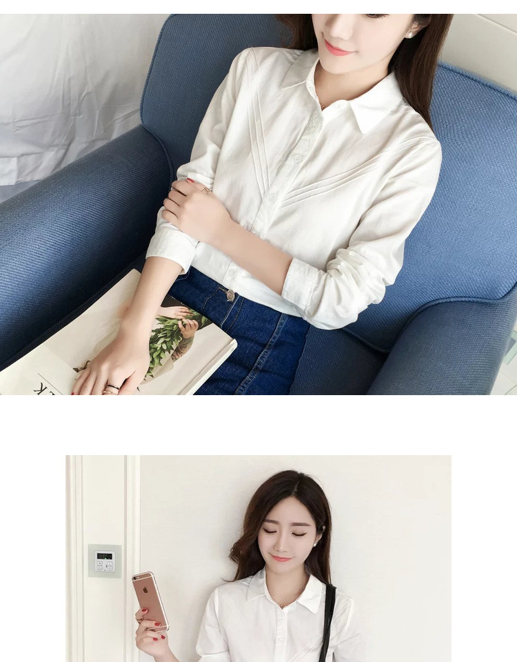 Áo giữ hoa Teddy 2018 xuân mới Hàn Quốc áo dài tay cotton trắng dài tay nữ nhỏ sơ mi đáy mới áo sơ mi nữ form rộng