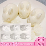 3D thỏ sữa thạch khuôn thỏ thạch thạch silica gel pudding đá bột thạch trắng phim hoạt hình dễ thương sô cô la - Tự làm khuôn nướng