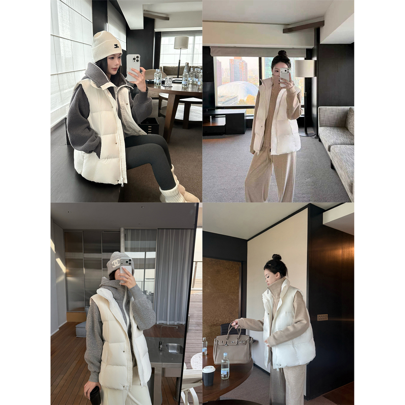 5Werkwen Main Line Series | Quick-Warming Stacking Vest, Pressure-Sensitive Samsung 90 White Duck down Vest