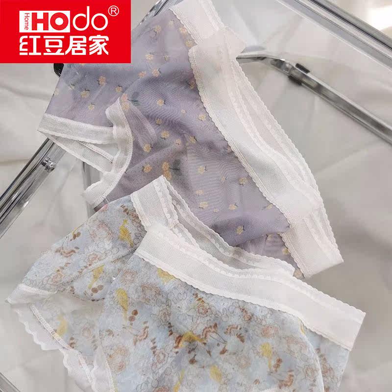 Red bean household Japanese underwear female summer sexy mesh sweet breathable middle waist thin thin crotch cute woman