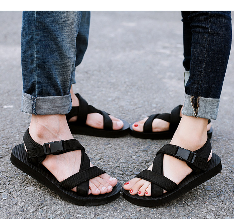 Men and Women Summer Beach Non-slip Flat Heel Couple Sandals