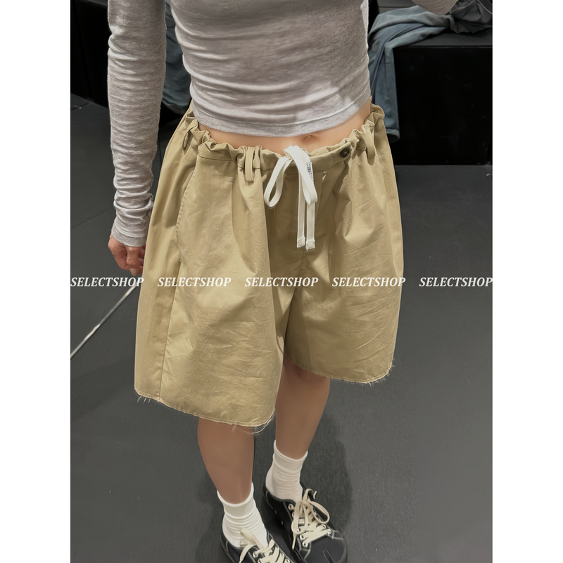 Direct Sales from Korea! High-Quality Casual and Simple Fringe Elastic Drawstring Design Niche Summer Shorts for Women Direct Sales from Korea! High-Quality Casual and Simple Fringe Elastic Drawstring Design Niche Summer Shorts for Women
