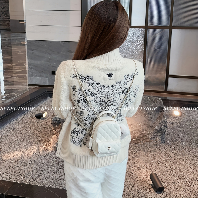 Market Version】New Autumn and Winter * Butterfly Pattern Embroidered Old Money Style Zip-Up Cardigan Knitted Sweater Jacket for Women