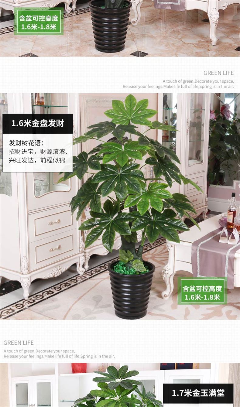Hoa giả cây tài lộc mô phỏng cây sàn chậu cây phòng khách lớn cây cảnh giả nhựa trong nhà trang trí hoa cây xanh - Hoa nhân tạo / Cây / Trái cây cây bàng giả