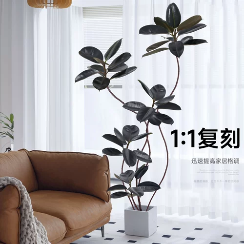 Имитация зеленого растения в горшке, большое каучуковое дерево в помещении, элитное светлое роскошное искусственное растение, декоративные украшения для гостиной рядом с диваном