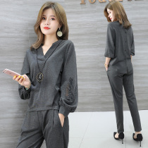 Autumn and winter 2021 new womens European and American ins suit professional fashion foreign temperament two-piece set age reduction early autumn