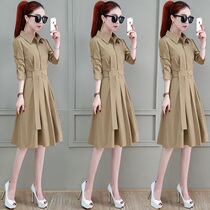 Shirt dress for spring autumn 45 year old dress lady 2020 This year Spring dress new Temperament Broads Skirt