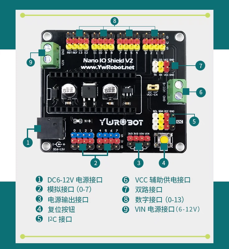 【YwRobot】Thích hợp cho bo mạch mở rộng cảm biến nano Arduino Mô-đun cảm biến IO