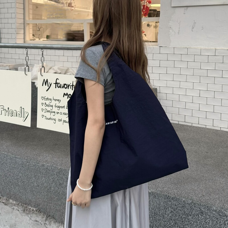 Letter Print Casual Tote Bag Large Shopping Bag 2026 Simple Korean Style Shoulder Bag ins Versatile Canvas Women's Bag