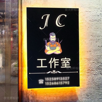 Hairdressing shop barber shop signboard door plaque hair salon name custom light box custom design renderings