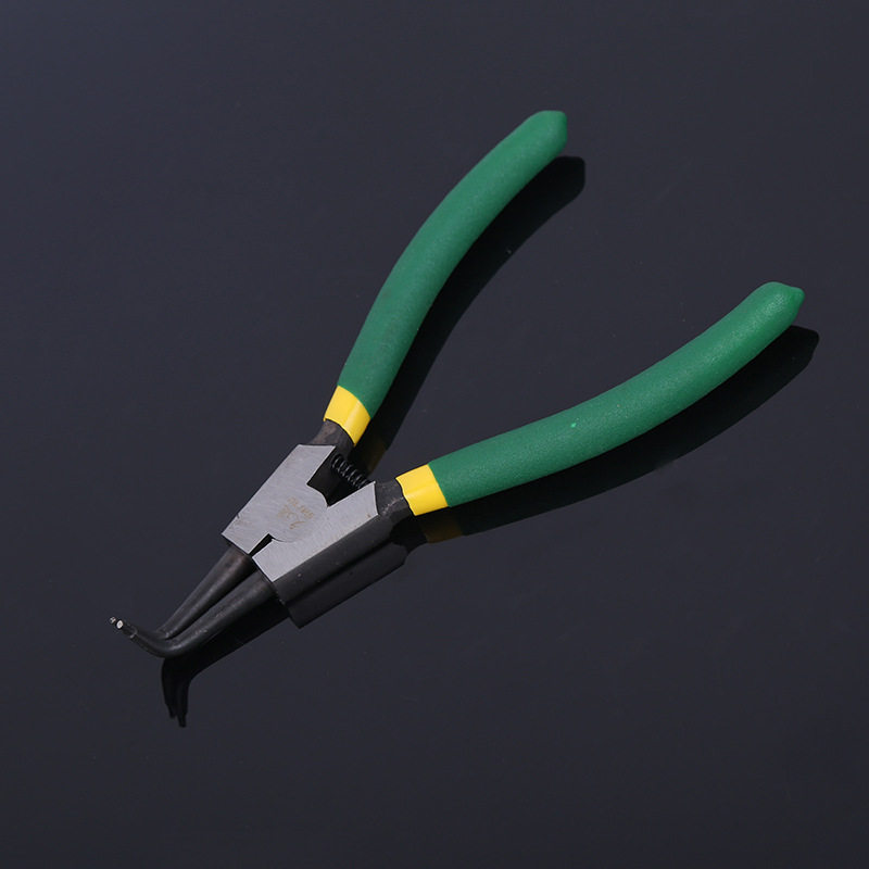 Plastic anti-slip handle clamp spring pliers multifunctional internal and external straight internal and bending clamp spring pliers