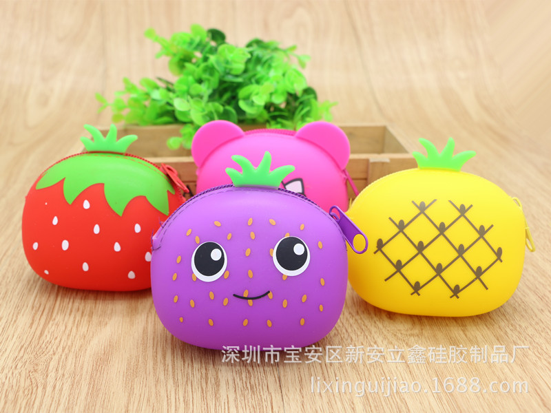 Wallet Korean version silicone fruit coin storage bag pineapple zipper key bag cute ladies cosmetic bag