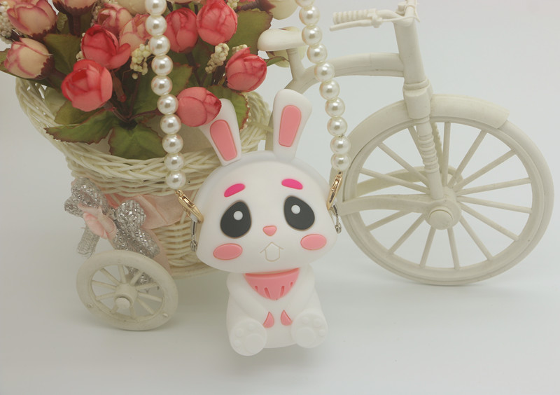 Korean Rabbit Cute Silicone Coin Purse Women's Bag Rabbit Card Holder Chain Key Case Student Wallet
