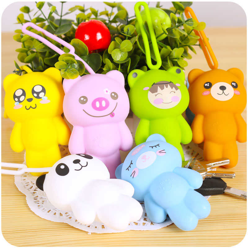 Korean Bear Key Case Cornetto Functional Animal Keychain Lanyard Creative Girl Couple Gift