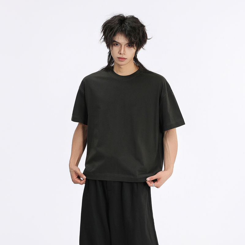 Personalized Urban Boxy Style Short Loose Short-Sleeved T-Shirt 255g Pure Cotton Basic Base Shirt Top for Men and Women Personalized Urban Boxy Style Short Loose Short-Sleeved T-Shirt 255g Pure Cotton Basic Base Shirt Top for Men and Women