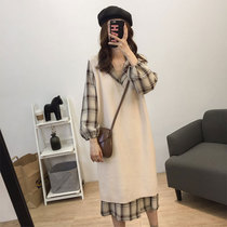 Winter with a coat inner skirt temperament wear two-piece suit dress female autumn and winter mid-length sweater skirt over the knee