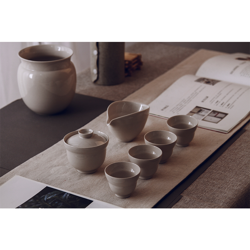 Pure grass and wood ash cover bowl tea set tea cup tea pot firewood kung fu tea cup Jingdezhen city official flagship store ceramic cup