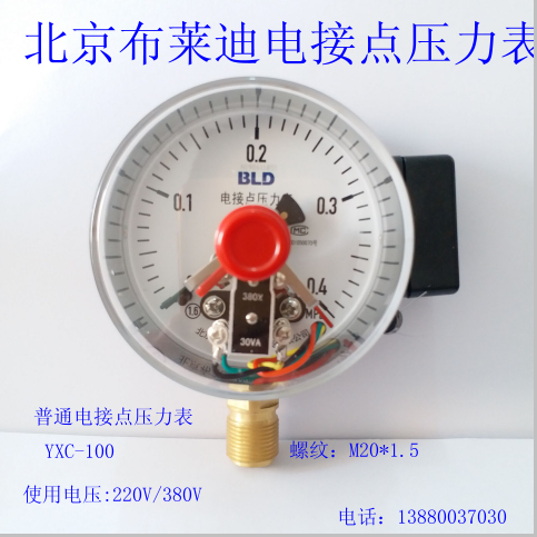 Beijing Brady electric junction pressure meter YXC-100 voltage: 220V 380V threaded :M20 * 1 5