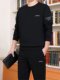 Traje deportivo informal de marca de moda para hombre, sudadera y pantalones de chándal holgados con cuello redondo de otoño e invierno, además de conjunto de dos piezas de negocios de terciopelo y engrosado