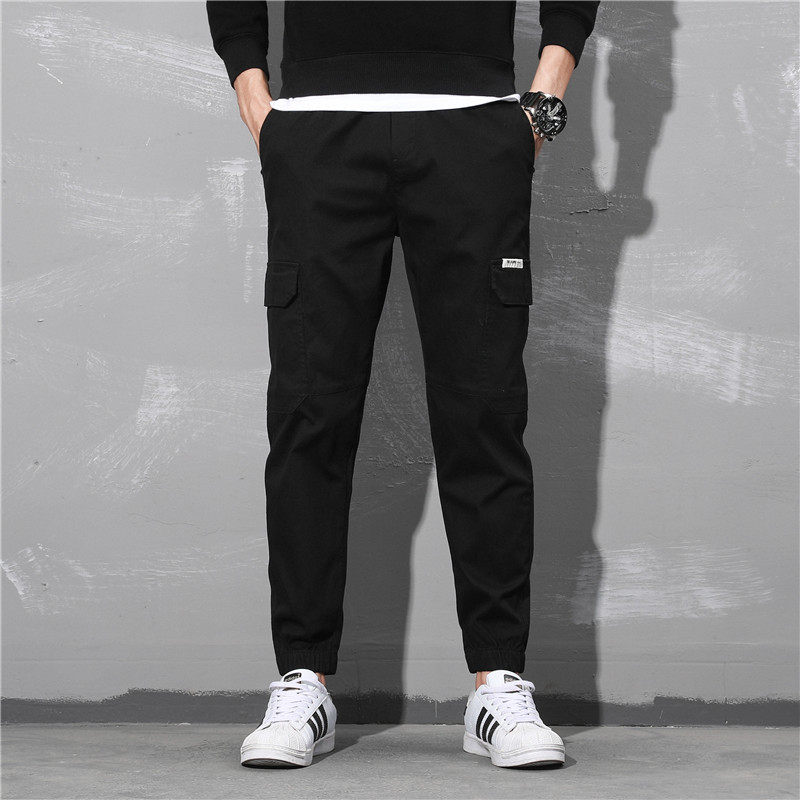 Tide Card Spring Autumn Work Pants Men 2023 New Korean version Loose Straight Barrel Casual Small Leggings Pants 100 lap with suede bunches pants-Taobao