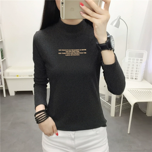 Бархатный двусторонний шерстяной базовый приятный телу осенний лонгслив, высокий воротник, увеличенная толщина, 2022, в западном стиле