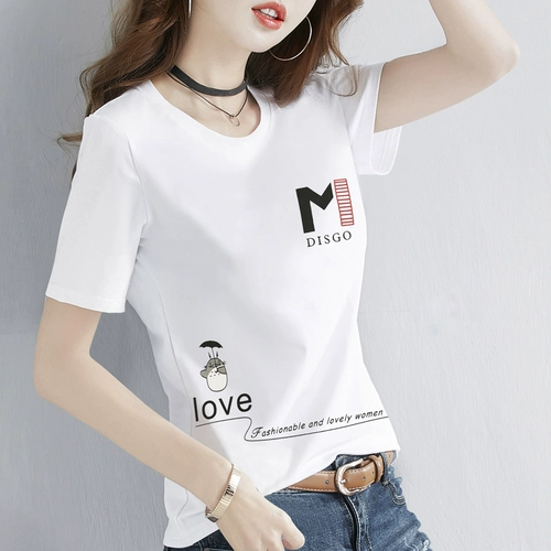 Tide, белая летняя хлопковая тонкая футболка, 2025 года, оверсайз