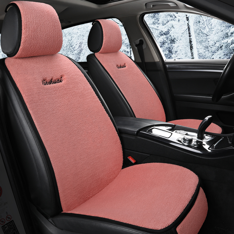 Car backrest single piece winter short plush warm small waist non-slip seat back cushion car cushion three-piece set