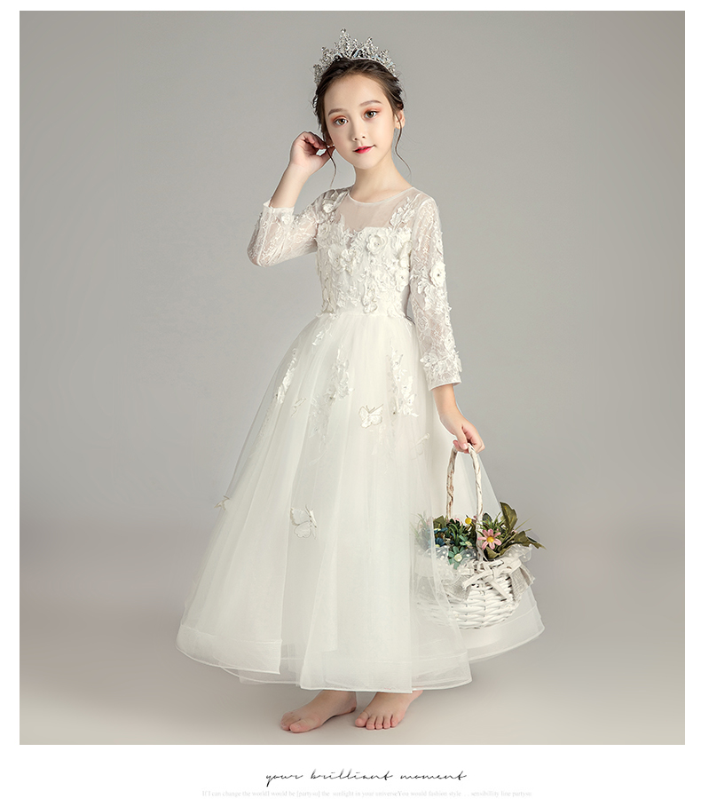 Cô gái dài tay Sinh nhật công chúa Váy hoa Cô dâu Váy cưới Tutu Trẻ em ăn mặc nhỏ chủ trang phục Piano - Váy trẻ em shop vay tre em cao cap