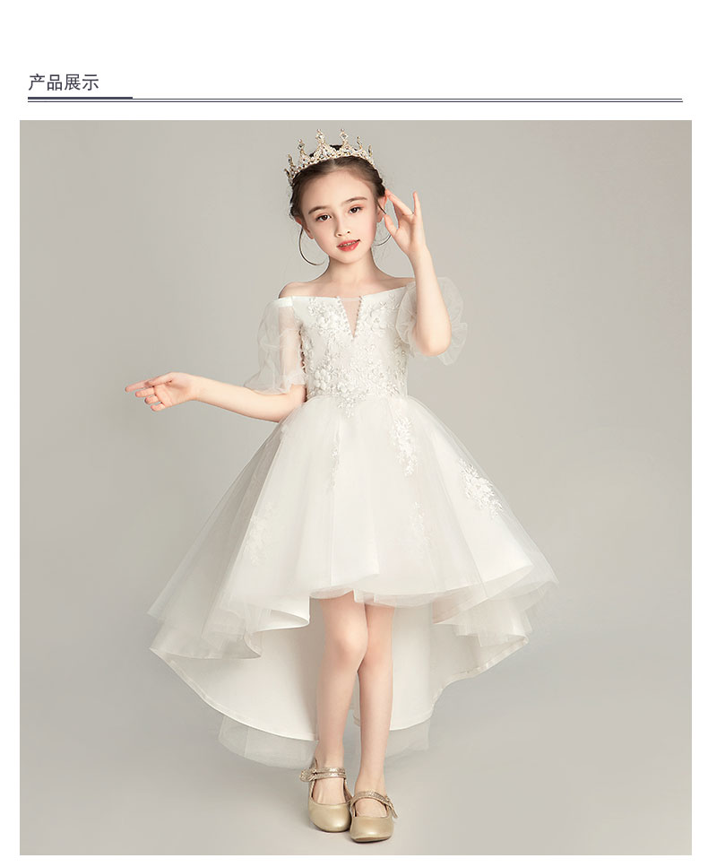 Trẻ em váy cưới màu trắng cô gái công chúa váy fluffy hoa cô gái buổi tối váy catwalk cô bé piano trang phục - Váy trẻ em quan ao tre em
