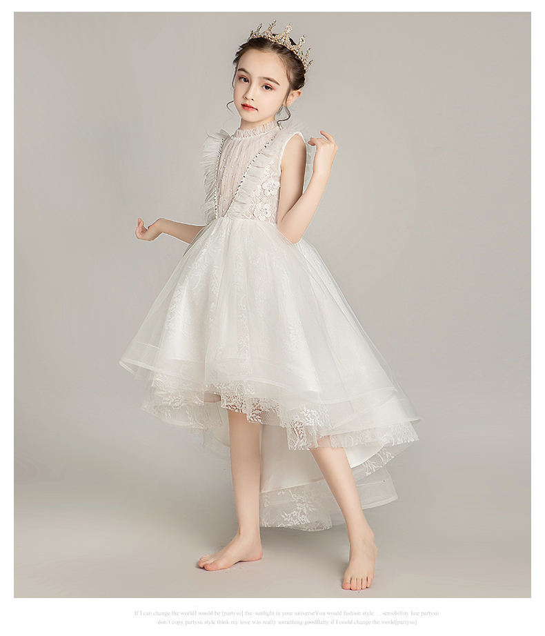Cô gái gạc trắng váy công chúa nước ngoài sợi phồng trẻ em buổi tối chủ nhà trang phục piano sàn catwalk hoa cô gái mùa hè - Váy trẻ em shop bán đồ trẻ em