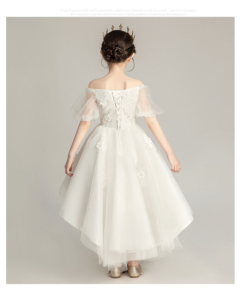 Trẻ em váy cưới màu trắng cô gái công chúa váy fluffy hoa cô gái buổi tối váy catwalk cô bé piano trang phục - Váy trẻ em quan ao tre em