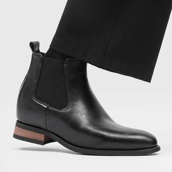 British pointed-toe martin boots men's chelsea boots men's winter mid-top high-end versatile high-top short boots suit leather shoes