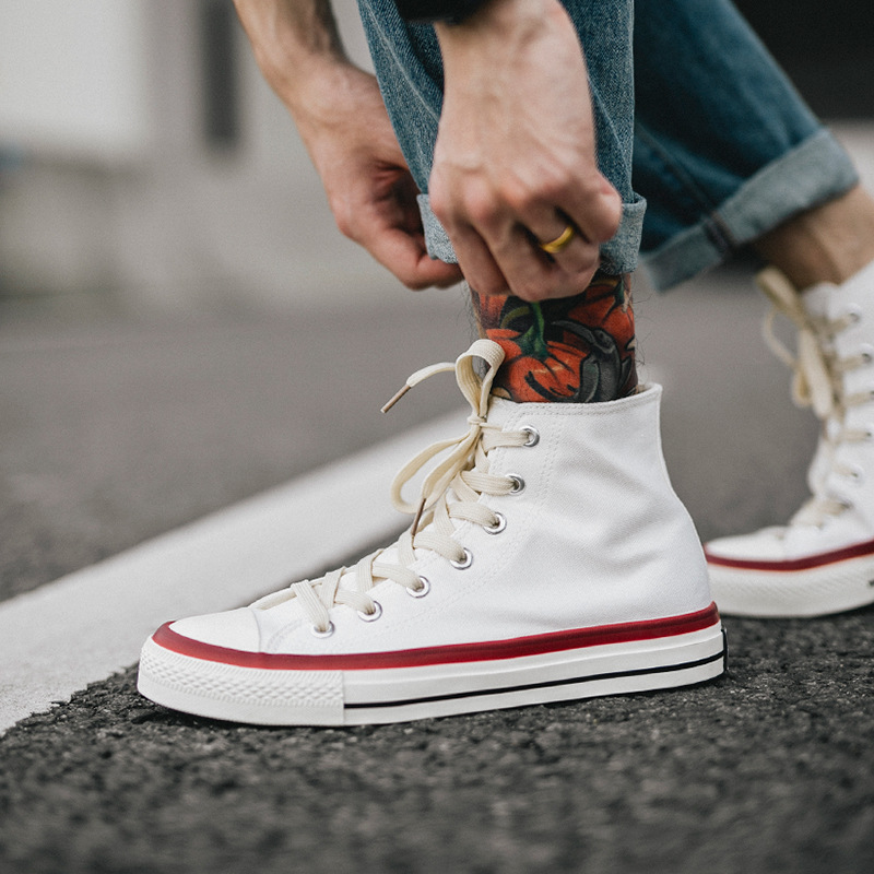 High Cylinder Sailor Cloth Shoes Male Korean version Trend students Thyme Small White Shoes Men's Shoes Summer Casual Breathable Sails Shoes Lovers 70