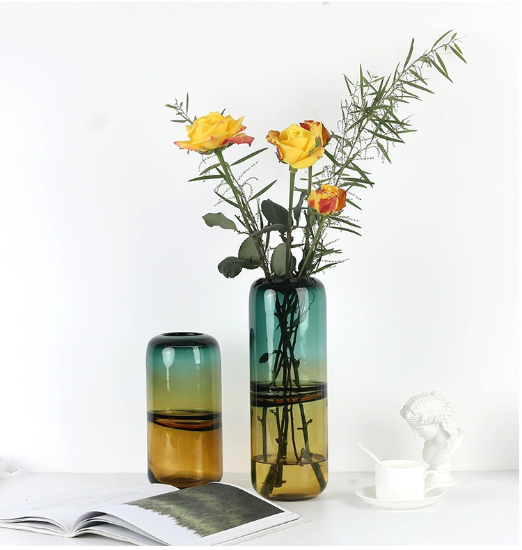 Jane Phong cách châu Âu sáng tạo màu phù hợp với bình thủy tinh hoa tươi cắm hoa khô phòng khách mặt bàn khách sạn mẫu phòng trang trí nhẹ nhàng - Vase / Bồn hoa & Kệ