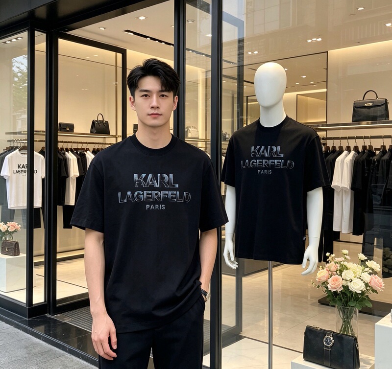 Karl Lagerfeld Karl Lagerfeld 26 Genuine New Spring and Summer Men's Casual and Easy-To-Match Short-Sleeved T-Shirt Karl Lagerfeld Karl Lagerfeld 26 Genuine New Spring and Summer Men's Casual and Easy-To-Match Short-Sleeved T-Shirt