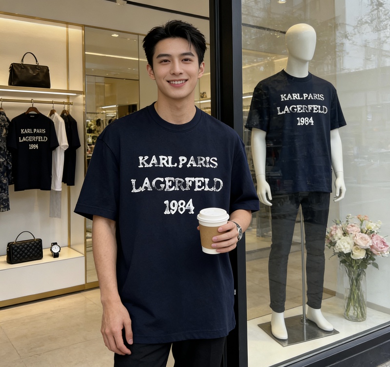 Authentic Karl Lagerfeld 26 Summer Men's Comfortable, Height-Enhancing, Stylish T-Shirt
