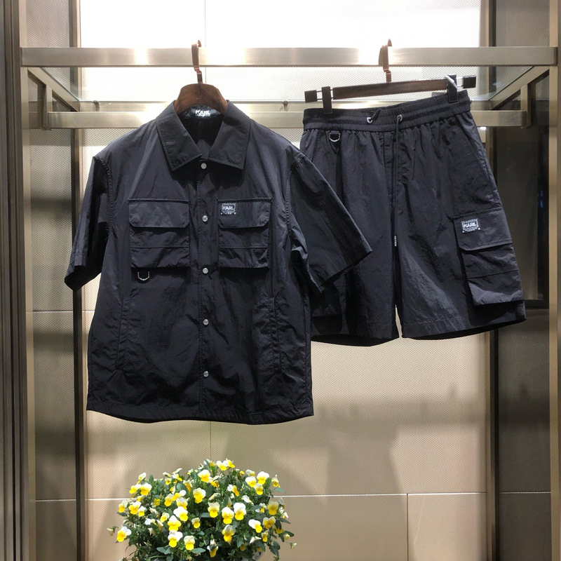 Karl Lagerfeld Jeans Karl Lagerfeld Genuine 25 Spring and Summer New Short-Sleeved Shirt and Shorts Set Karl Lagerfeld Jeans Karl Lagerfeld Genuine 25 Spring and Summer New Short-Sleeved Shirt and Shorts Set