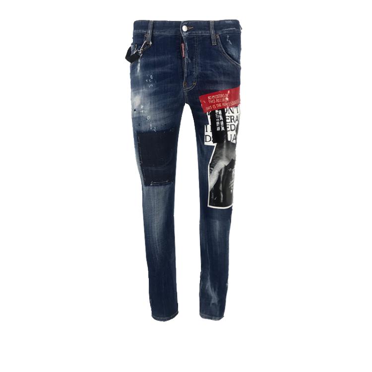 Dsquared2D2 22 spring summer new men's fashion trends with leather English head casual jeans