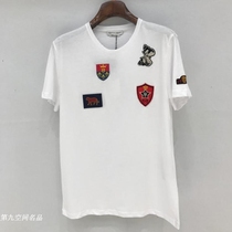 ALEXANDER MCQUEEN Alexander McKun 22 new mens badges stick cloth short sleeve T-shirt