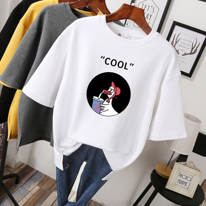 Super Fire CEC Large Sleeve T Shirt Woman 2023 Summer New Han Han version of the new Han Lax Cartoon BF Top Tide in