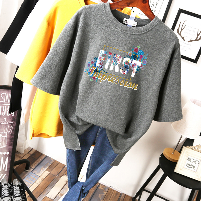 Short sleeves t shirts loose and thin 2023 new large yard female clothing shade fashion gas pure cotton tops female in tide