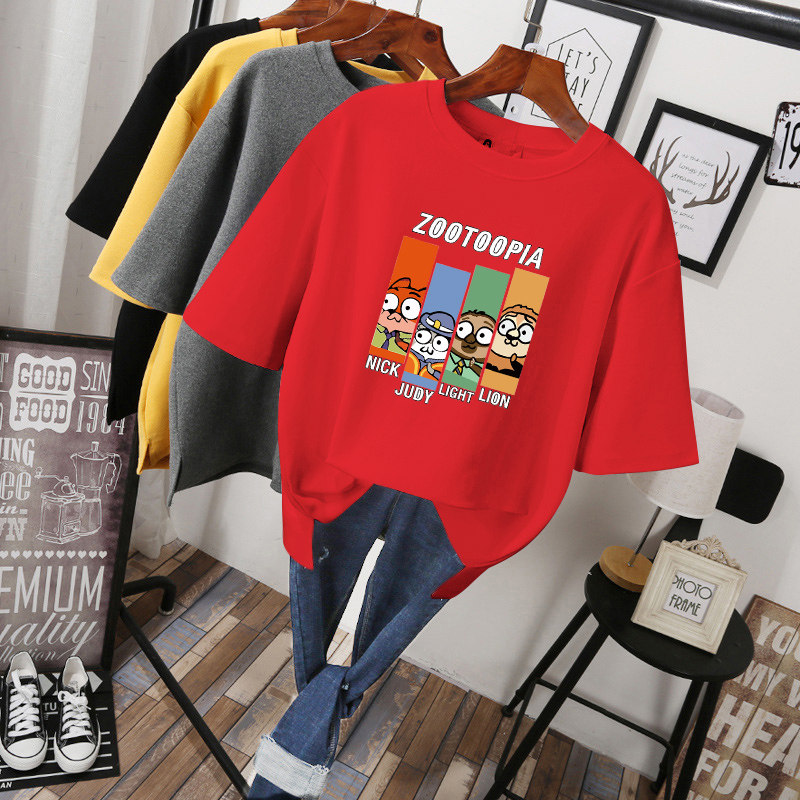 A loose short - sleeved large - yard T - shirt summer dress new fat sister bf blouse 200 pounds of gas