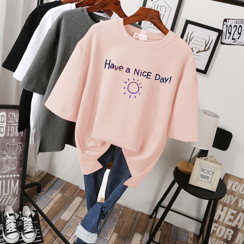 Pure cotton white t - shirt short sleeves 2023 summer new women's clothes in the halo - sleeve clothes in tide