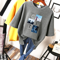 chubby girls plus size short sleeve t-shirt loose 200kg new summer 2021 womens clothing plus size plus size half sleeve t-shirt trendy