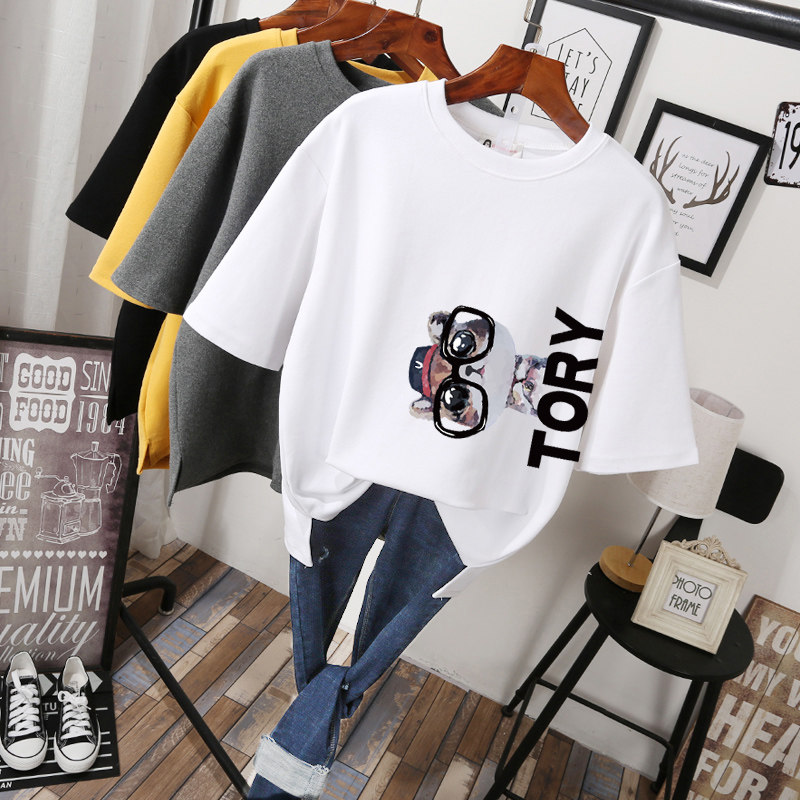 Large size women's summer dress 2022 new fat mm Korean version short-sleeved T-shirt women's loose fat sister Western style belly cover top